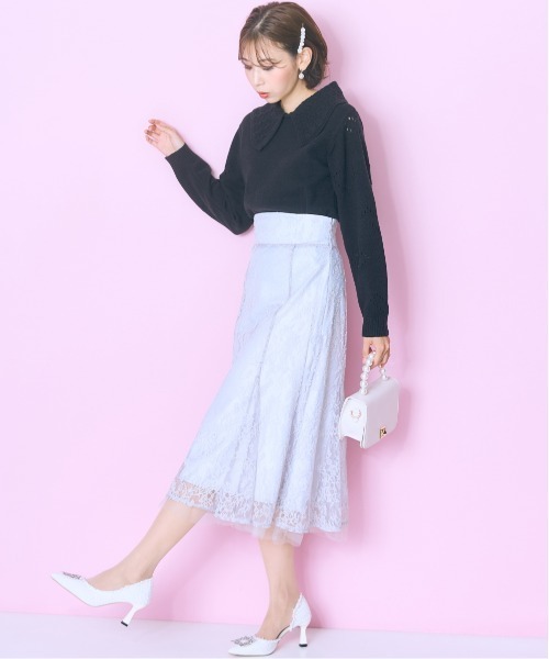 marun（マルン）の「＜大きいサイズ＞袖ハート柄編ビッグカラーニットトップス marun（ニット/セーター・レディース・ブラック/レッド・L/LL/3L/4L/5L）」の20枚目の写真