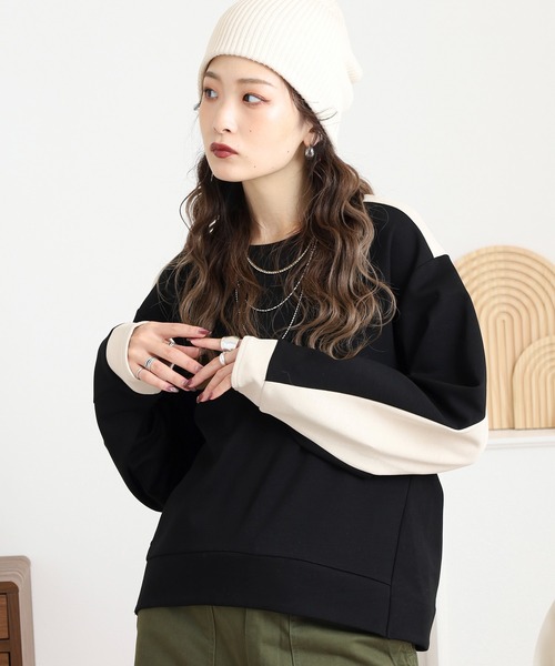 EGLANTINE（エグランティーヌ）の「EGLANTINE バックデザインカットソー（Tシャツ/カットソー・レディース・ネイビー/ブラック/ベージュ・38）」の4枚目の写真