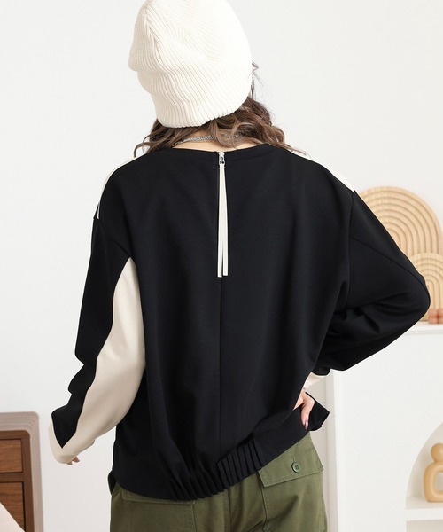 EGLANTINE（エグランティーヌ）の「EGLANTINE バックデザインカットソー（Tシャツ/カットソー・レディース・ネイビー/ブラック/ベージュ・38）」の6枚目の写真