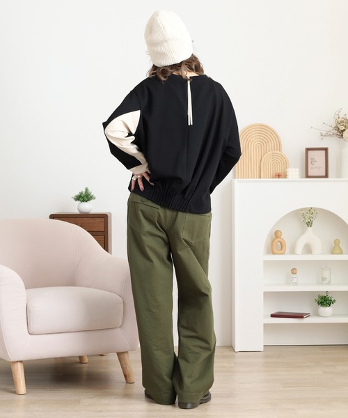 EGLANTINE（エグランティーヌ）の「EGLANTINE バックデザインカットソー（Tシャツ/カットソー・レディース・ネイビー/ブラック/ベージュ・38）」の9枚目の写真