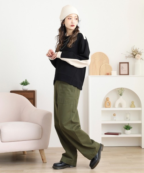 EGLANTINE（エグランティーヌ）の「EGLANTINE バックデザインカットソー（Tシャツ/カットソー・レディース・ネイビー/ブラック/ベージュ・38）」の8枚目の写真