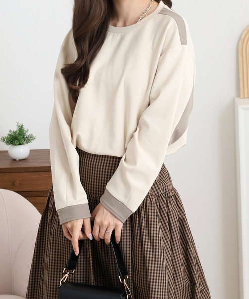 EGLANTINE（エグランティーヌ）の「EGLANTINE バックデザインカットソー（Tシャツ/カットソー・レディース・ネイビー/ブラック/ベージュ・38）」の17枚目の写真
