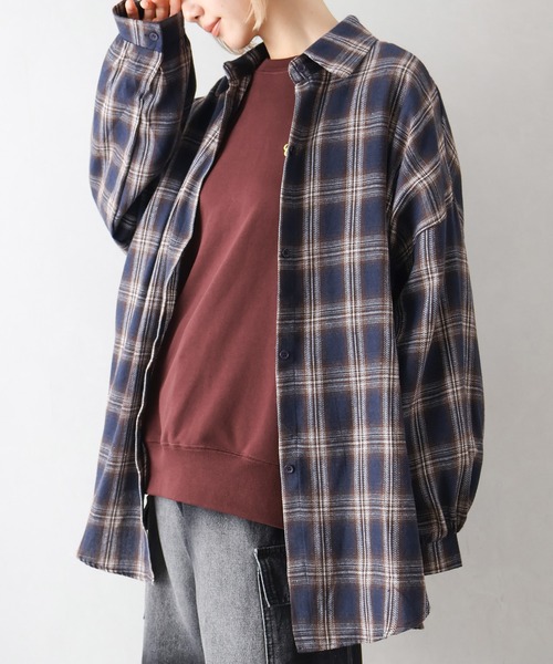 SpRay(スプレイ)の「ビエラチェックビッグシャツ(シャツ/ブラウス・レディース・ブラウン/ネイビー/アイボリー/ブラック・FREE)」の19枚目の写真