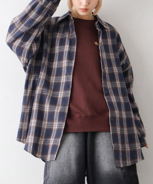 SpRay(スプレイ)の「ビエラチェックビッグシャツ(シャツ/ブラウス・レディース・ブラウン/ネイビー/アイボリー/ブラック・FREE)」の17枚目の写真