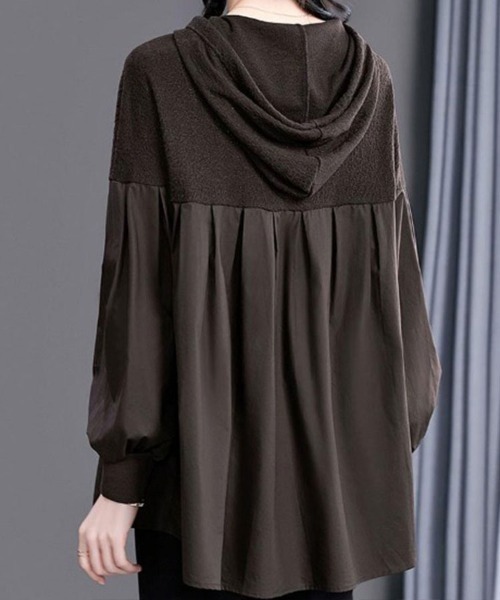 SallyLunn(サリーラン)の「異素材切替フーディーブラウス(パーカー・レディース・ブラック・LARGE/MEDIUM/SMALL)」の5枚目の写真