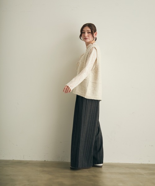 Lunea（ルネア）の「リボンニットベスト（ベスト・レディース・ベージュ/アイボリー/グレー・FREE）」の18枚目の写真