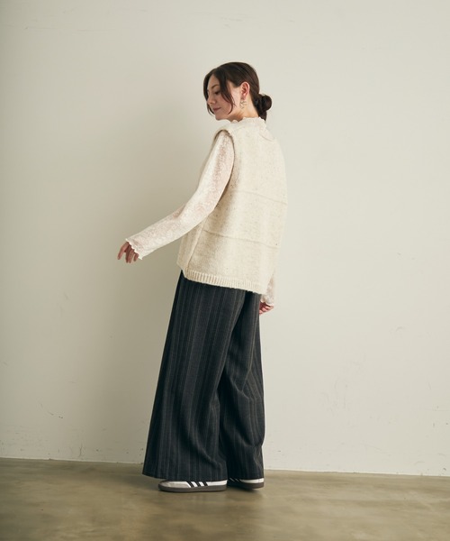 Lunea（ルネア）の「リボンニットベスト（ベスト・レディース・ベージュ/アイボリー/グレー・FREE）」の17枚目の写真