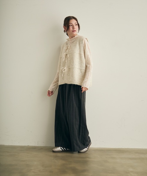 Lunea（ルネア）の「リボンニットベスト（ベスト・レディース・ベージュ/アイボリー/グレー・FREE）」の20枚目の写真