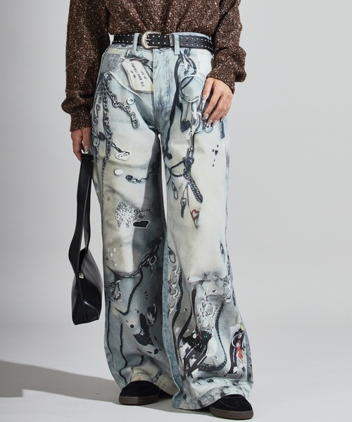 Chick（チック）の「3D-Printed Straight-Leg Denim Pants / 立体プリント ストレートデニムパンツ（デニムパンツ・レディース・ブルー系2/ブルー系1・FREE）」の7枚目の写真