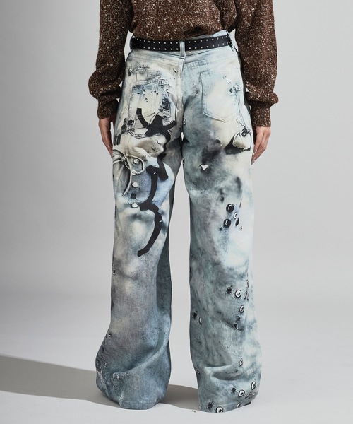 Chick（チック）の「3D-Printed Straight-Leg Denim Pants / 立体プリント ストレートデニムパンツ（デニムパンツ・レディース・ブルー系2/ブルー系1・FREE）」の18枚目の写真