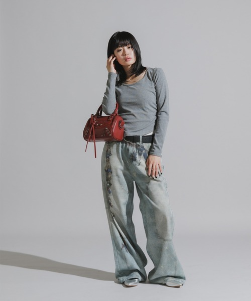 Chick（チック）の「3D-Printed Straight-Leg Denim Pants / 立体プリント ストレートデニムパンツ（デニムパンツ・レディース・ブルー系2/ブルー系1・FREE）」の19枚目の写真