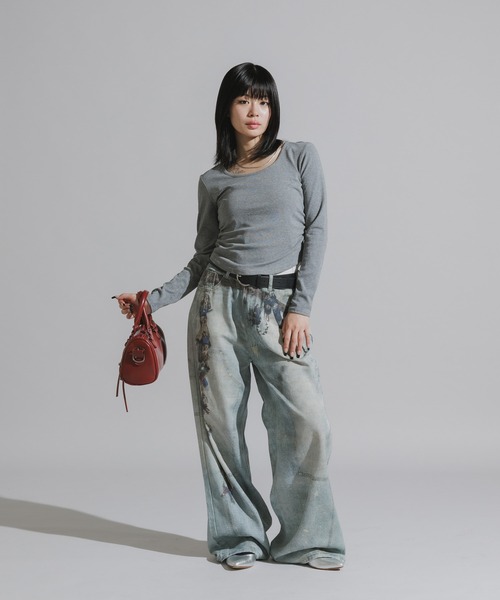 Chick（チック）の「3D-Printed Straight-Leg Denim Pants / 立体プリント ストレートデニムパンツ（デニムパンツ・レディース・ブルー系2/ブルー系1・FREE）」の21枚目の写真