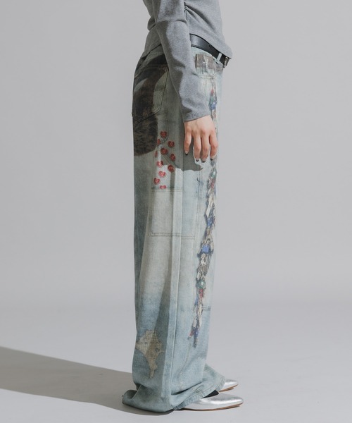 Chick（チック）の「3D-Printed Straight-Leg Denim Pants / 立体プリント ストレートデニムパンツ（デニムパンツ・レディース・ブルー系2/ブルー系1・FREE）」の15枚目の写真