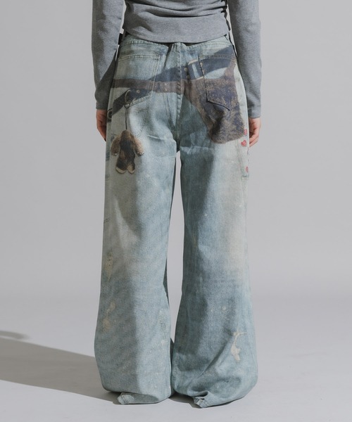 Chick（チック）の「3D-Printed Straight-Leg Denim Pants / 立体プリント ストレートデニムパンツ（デニムパンツ・レディース・ブルー系2/ブルー系1・FREE）」の16枚目の写真