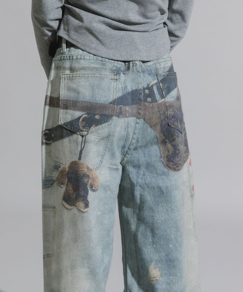 Chick（チック）の「3D-Printed Straight-Leg Denim Pants / 立体プリント ストレートデニムパンツ（デニムパンツ・レディース・ブルー系2/ブルー系1・FREE）」の8枚目の写真