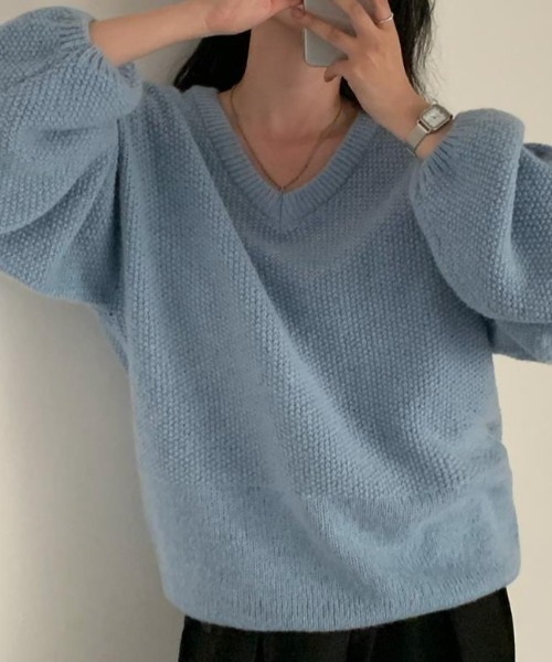 オーバーサイズニットセーター【韓国ファッション】（ニット/セーター