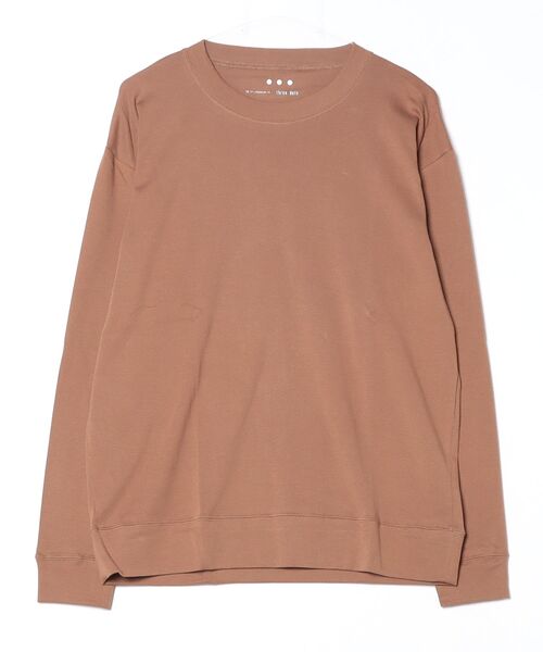 three dots(スリードッツ)の「ブラッシュドリブ スウェットシャツ(スウェット・メンズ・ライトブラウン/ブラック・SMALL/MEDIUM/LARGE)」の2枚目の写真