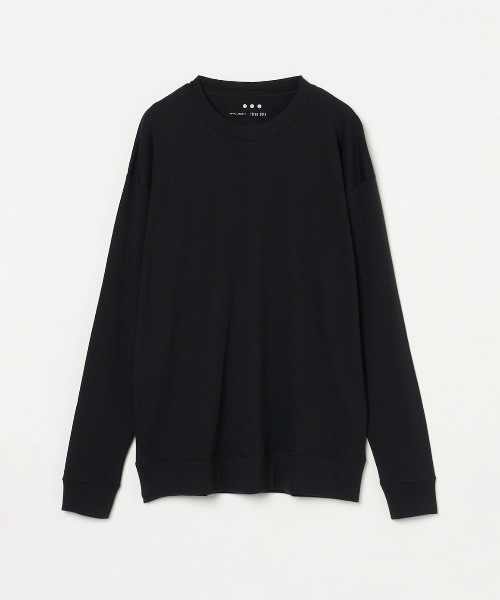 three dots(スリードッツ)の「ブラッシュドリブ スウェットシャツ(スウェット・メンズ・ライトブラウン/ブラック・SMALL/MEDIUM/LARGE)」の1枚目の写真