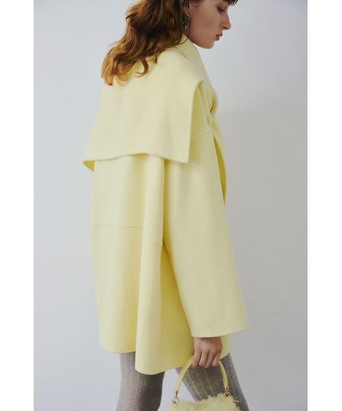 マフラー付ノーカラーリバーミドルコート（ノーカラージャケット