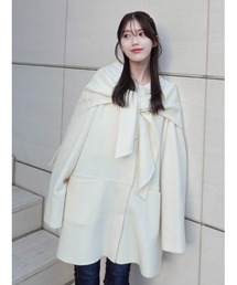 FRAY I.D ホワイト ノーカラージャケット FRAY I.D（フレイ・アイディー） (セール40%OFF) ノーカラーシャギー