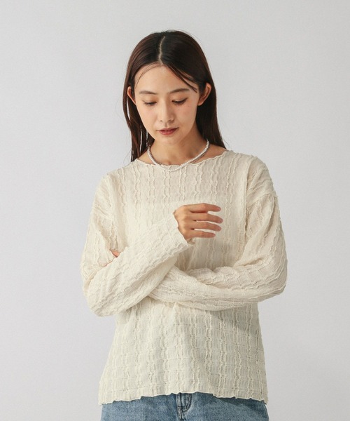 Beautee変形ジャガード長袖/595358（Tシャツ/カットソー