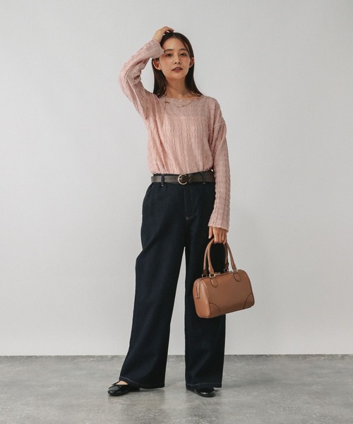 GLOBAL WORK(グローバルワーク)の「Beautee変形ジャガード長袖/595358(Tシャツ/カットソー・レディース・オフホワイト/ブラック/ピンク・MEDIUM/LARGE)」の13枚目の写真