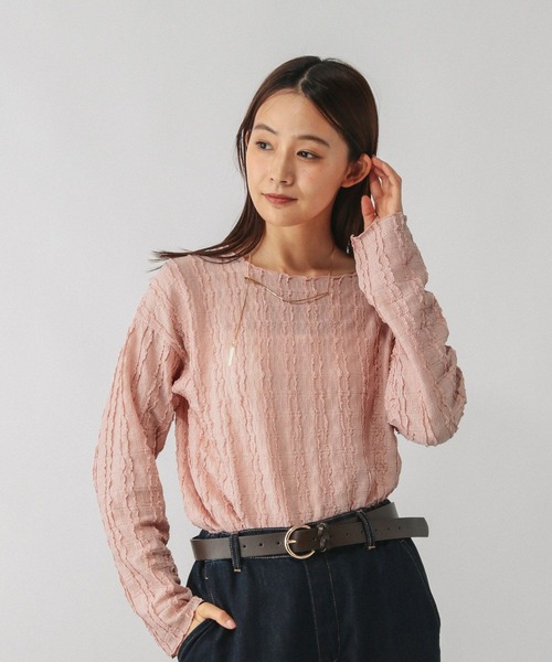 GLOBAL WORK(グローバルワーク)の「Beautee変形ジャガード長袖/595358(Tシャツ/カットソー・レディース・オフホワイト/ブラック/ピンク・MEDIUM/LARGE)」の17枚目の写真