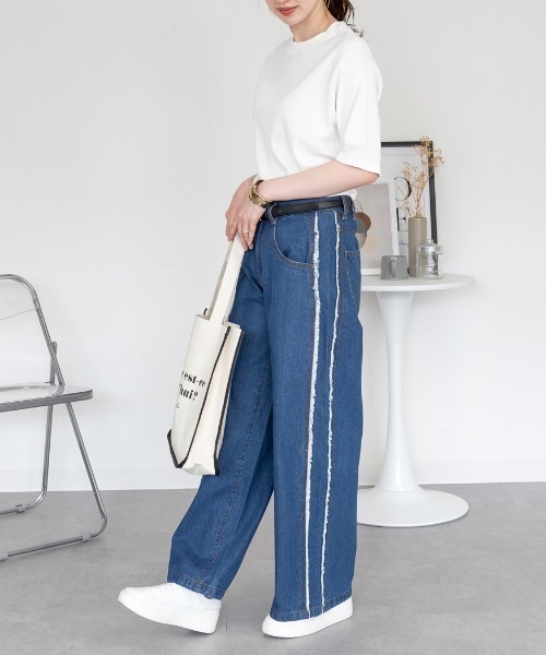 RCD(アールシーディー)の「2×2リブ プチハイネック半袖Tシャツ(Tシャツ/カットソー・レディース・ブラック/オフホワイト・L/M/LL)」の10枚目の写真