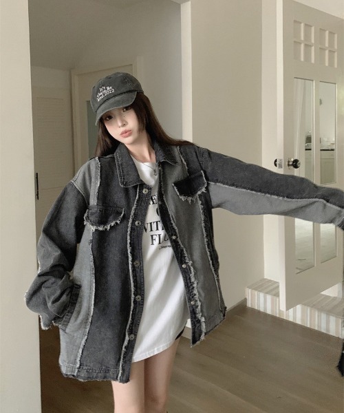 almo(アルモ)の「【LAMPOON】リメイクデニムジャケット(デニムジャケット・レディース・ブラック・MEDIUM/LARGE/X-LARGE)」の5枚目の写真