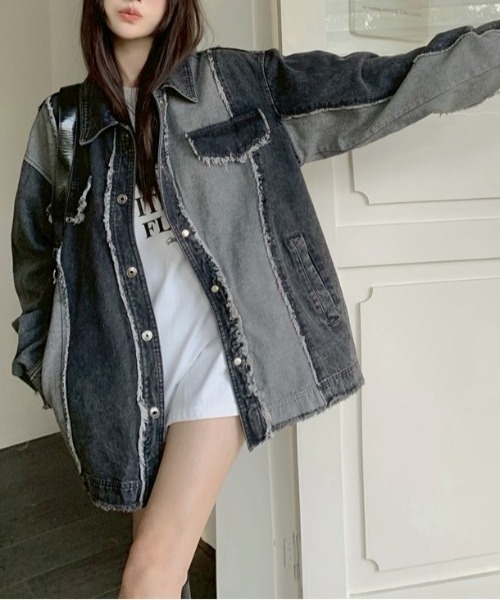 almo(アルモ)の「【LAMPOON】リメイクデニムジャケット(デニムジャケット・レディース・ブラック・MEDIUM/LARGE/X-LARGE)」の10枚目の写真