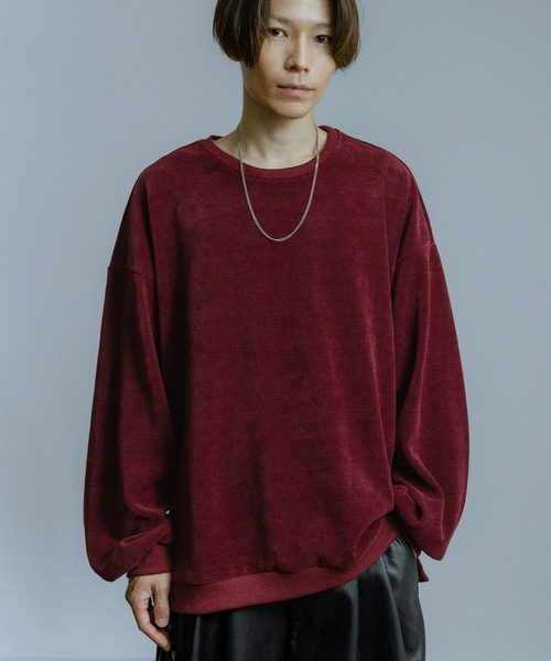 Crownor(クラウノアー)の「細畝 ニットソー トレーナー(ニット/セーター・メンズ・チャコール/ネイビー/グレイッシュベージュ/ワイン・SMALL/MEDIUM/LARGE)」の4枚目の写真