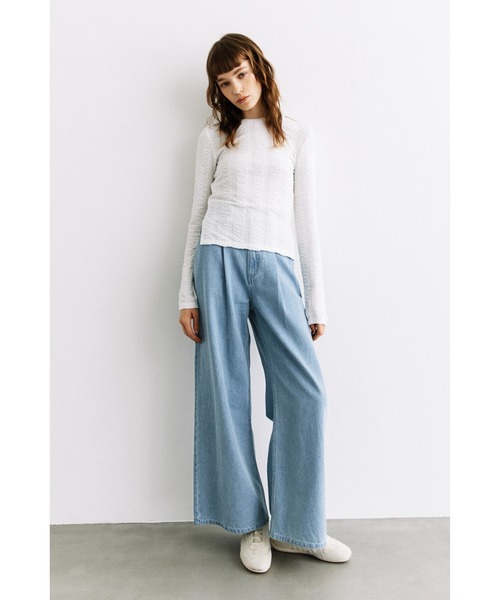 WCJ（ダブルシージェイ）の「ソフトデニムパンツ（デニムパンツ・レディース・ホワイト/サックスブルー/ブルー・25inch/26inch）」の20枚目の写真