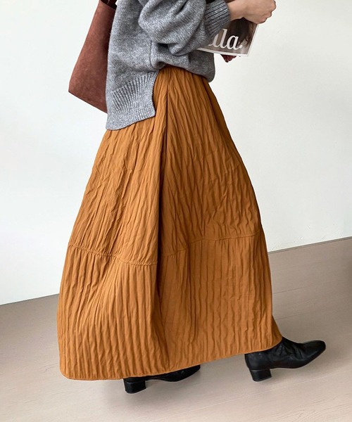 aimoha（アイモハ）の「エンボス加工フレアロングスカート（スカート・レディース・ブラック/オフホワイト/レンガ・FREE）」の18枚目の写真