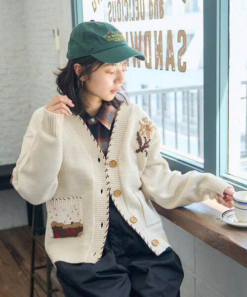 FREAK'S STORE(フリークスストア)の「カントリー ジャガードニットカーディガン(カーディガン/ボレロ・レディース・オフホワイト/ネイビー・フリ-)」の3枚目の写真