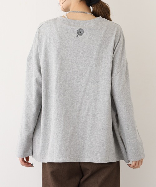 BARNDOOR（バーンドア）の「20天竺線フリルドルマンロンT 長袖（Tシャツ/カットソー・レディース・杢グレー/アイボリー/ブラック・FREE）」の15枚目の写真