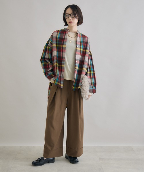 Paradise Picnic（パラダイスピクニック）の「TRANOI. フランネルチェックシャツ（シャツ/ブラウス・レディース・ブラック/パープル/ブラウン・FREE）」の17枚目の写真