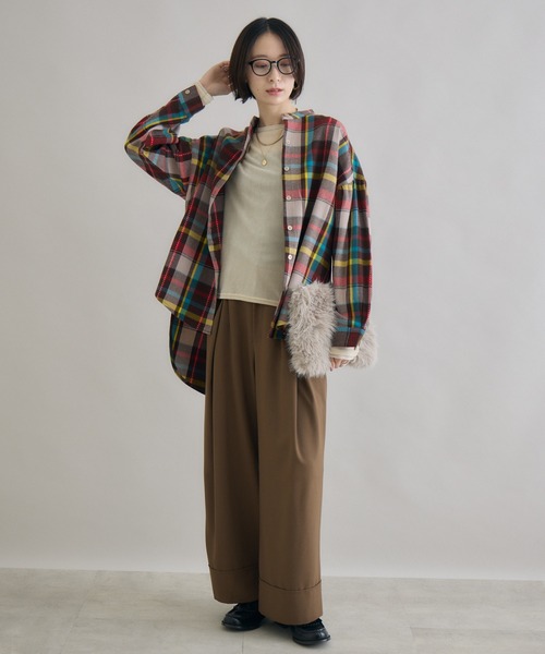 Paradise Picnic（パラダイスピクニック）の「TRANOI. フランネルチェックシャツ（シャツ/ブラウス・レディース・ブラック/パープル/ブラウン・FREE）」の18枚目の写真