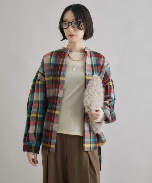 Paradise Picnic（パラダイスピクニック）の「TRANOI. フランネルチェックシャツ（シャツ/ブラウス・レディース・ブラック/パープル/ブラウン・FREE）」の21枚目の写真