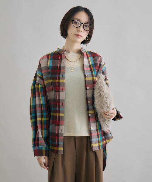 Paradise Picnic（パラダイスピクニック）の「TRANOI. フランネルチェックシャツ（シャツ/ブラウス・レディース・ブラック/パープル/ブラウン・FREE）」の10枚目の写真