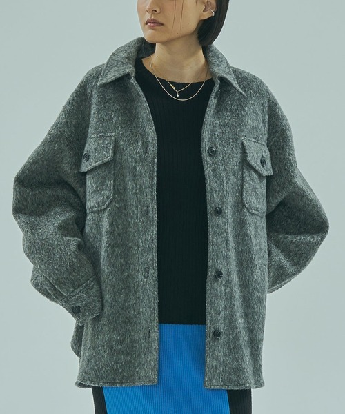 ROSE BUD(ローズバッド)の「SHAGGY CHECK SHIRT(シャツ/ブラウス・レディース・ライトピンク/ブラック/グレー・ONE SIZE)」の2枚目の写真
