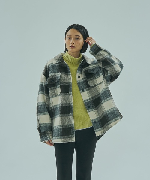 ROSE BUD(ローズバッド)の「SHAGGY CHECK SHIRT(シャツ/ブラウス・レディース・ライトピンク/ブラック/グレー・ONE SIZE)」の6枚目の写真