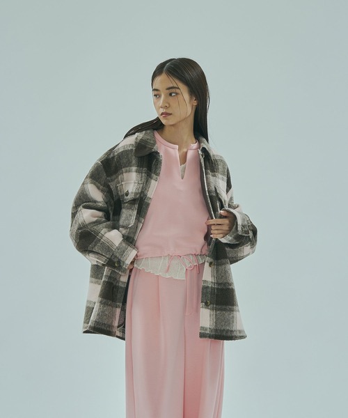 ROSE BUD(ローズバッド)の「SHAGGY CHECK SHIRT(シャツ/ブラウス・レディース・ライトピンク/ブラック/グレー・ONE SIZE)」の18枚目の写真