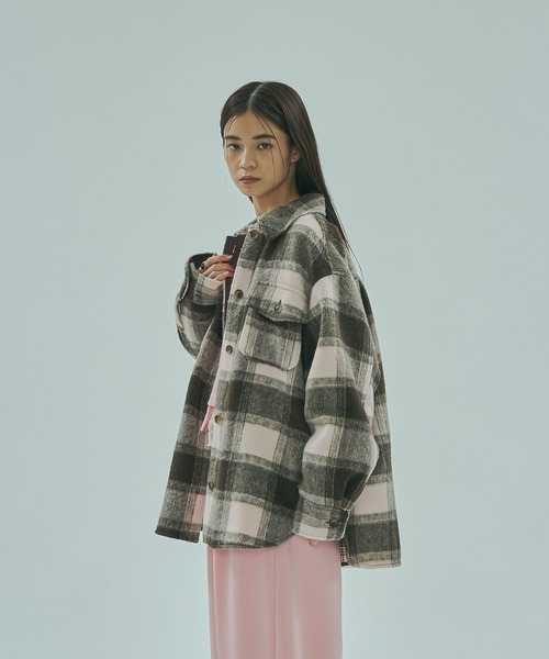 ROSE BUD(ローズバッド)の「SHAGGY CHECK SHIRT(シャツ/ブラウス・レディース・ライトピンク/ブラック/グレー・ONE SIZE)」の19枚目の写真