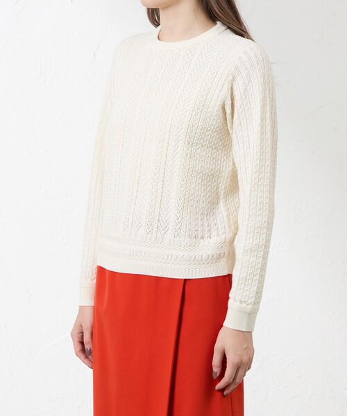 amaca（アマカ）の「【Anniversary　Piece】アルチザンニット（ニット/セーター・レディース・ダークネイビー/オフホワイト・38/40）」の8枚目の写真