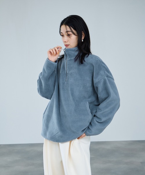 Mac-House(マックハウス)の「milli de l'air ライトボアハーフジップ(その他トップス・レディース・ブルー/オフホワイト/ブラック・M)」の6枚目の写真