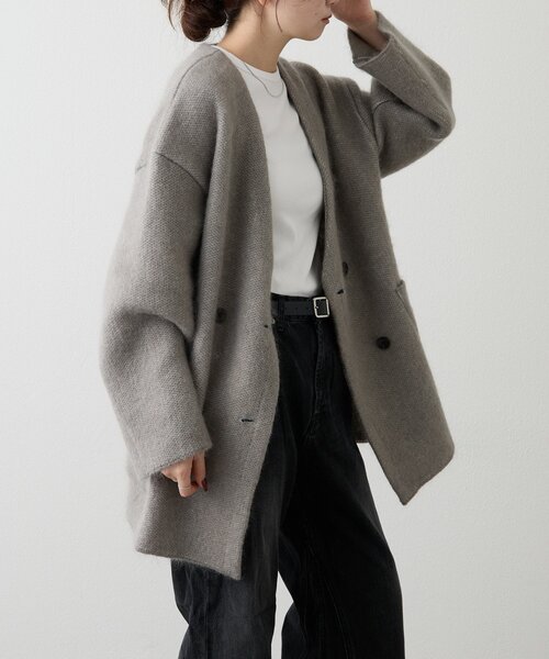 russet（ラシット）の「【再値下げ】モヘアダブルニットコート（その他アウター・レディース・ベージュ/キャメル/グレー・FREE）」の5枚目の写真