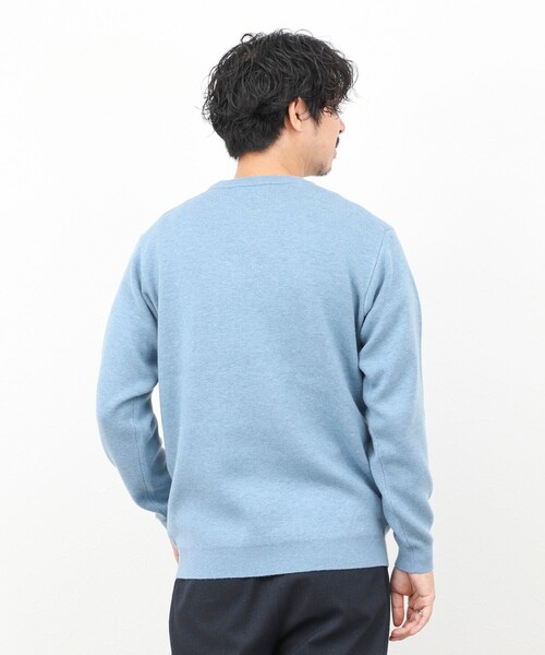 25AW【新品タグ付】yak mix loose ニット　サックスブルー セール】クジラWJQ ダブルジャカードニット 25AW（ニット/セーター