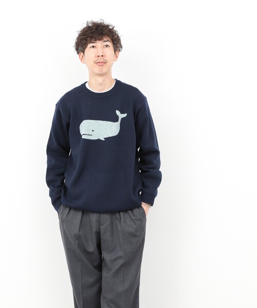 NOLLEY’S（ノーリーズ）の「クジラWJQ ダブルジャカードニット 25AW（ニット/セーター・メンズ・グレー/ライトブルー/ネイビー/ライトグリーン・S/M/L）」の20枚目の写真