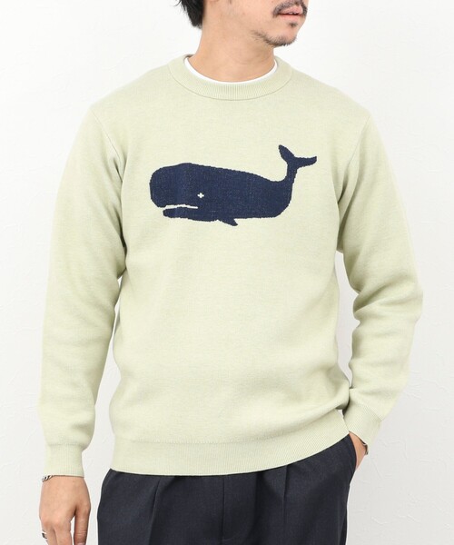 NOLLEY’S（ノーリーズ）の「クジラWJQ ダブルジャカードニット 25AW（ニット/セーター・メンズ・グレー/ライトブルー/ネイビー/ライトグリーン・S/M/L）」の15枚目の写真