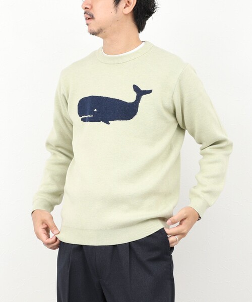 NOLLEY’S（ノーリーズ）の「クジラWJQ ダブルジャカードニット 25AW（ニット/セーター・メンズ・グレー/ライトブルー/ネイビー/ライトグリーン・S/M/L）」の14枚目の写真
